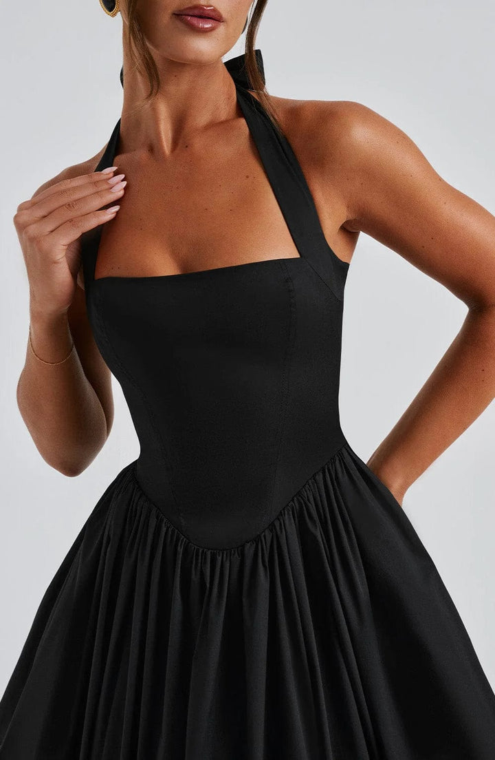 Winnifred | Women's Halter Bow Wedding Guest Dress Full Skirt