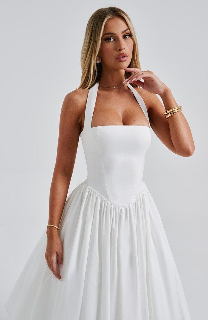 Winnifred | Women's Halter Bow Wedding Guest Dress Full Skirt