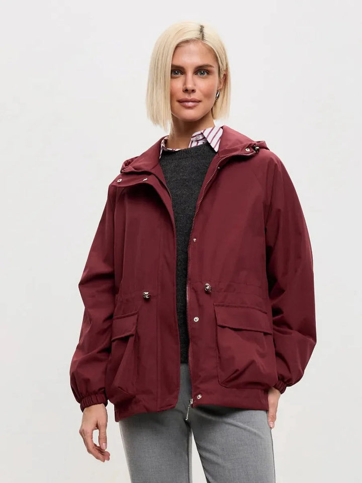 Cosima | Women's Hooded A-Line Waterproof Coat – Button-Front Design