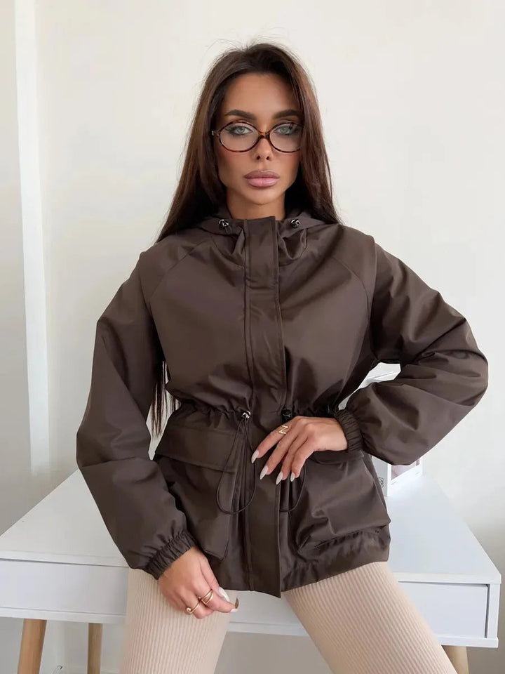 Cosima | Women's Hooded A-Line Waterproof Coat – Button-Front Design