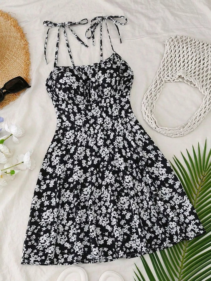 Odette | Women's Tie Strap Square Neck Floral Mini Dress