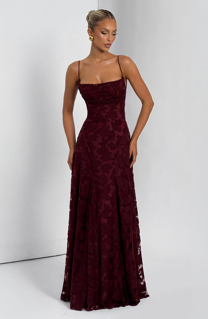 Genevieve | Women's Floral Lace Wedding Guest Dress with Full Skirt