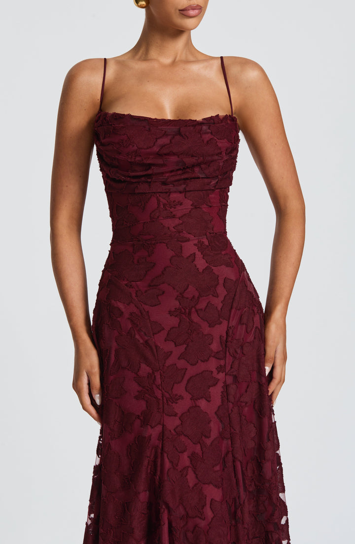 Genevieve | Women's Floral Lace Wedding Guest Dress with Full Skirt
