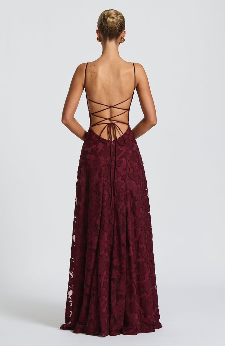 Genevieve | Women's Floral Lace Wedding Guest Dress with Full Skirt