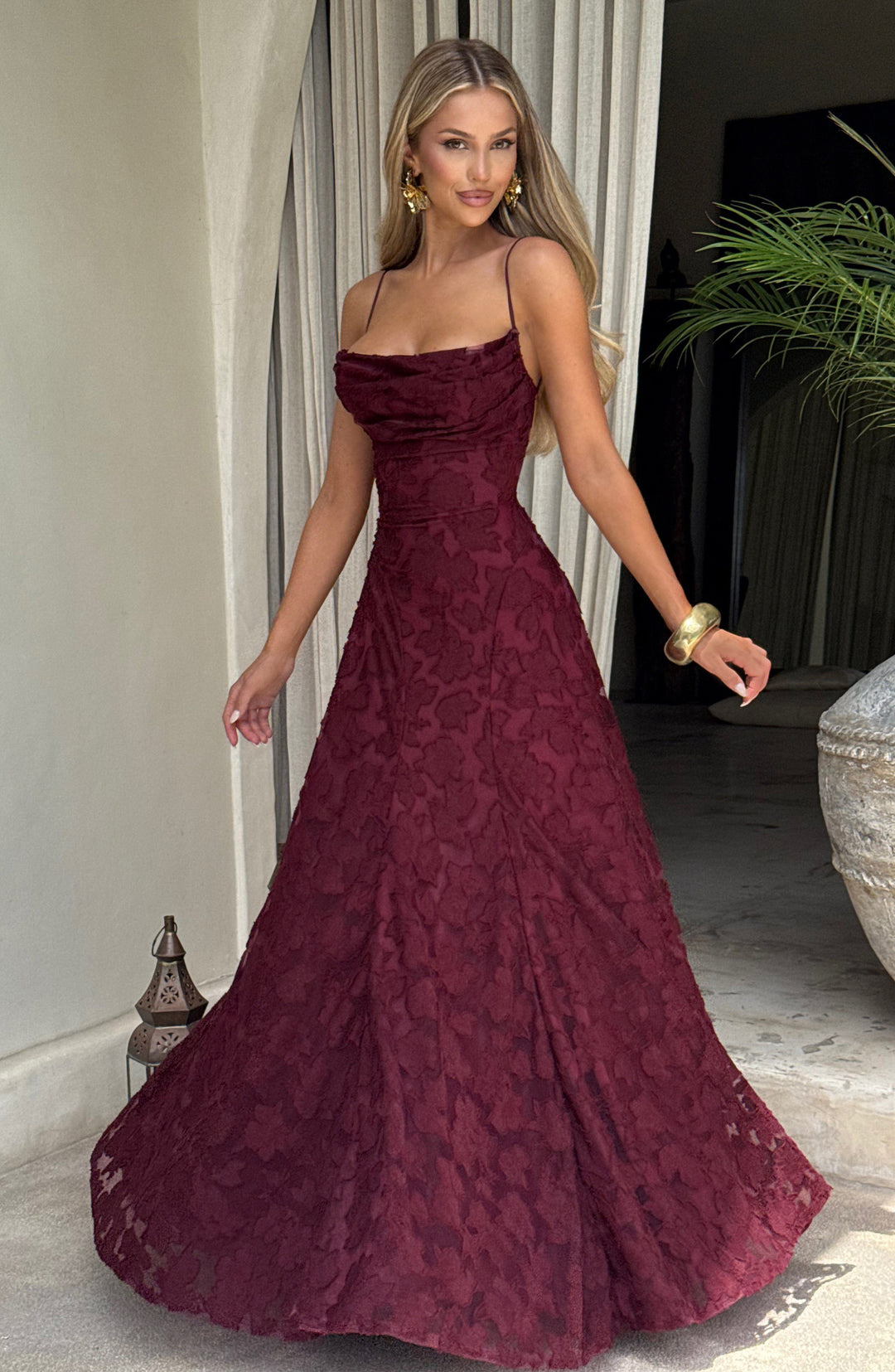 Genevieve | Women's Floral Lace Wedding Guest Dress with Full Skirt