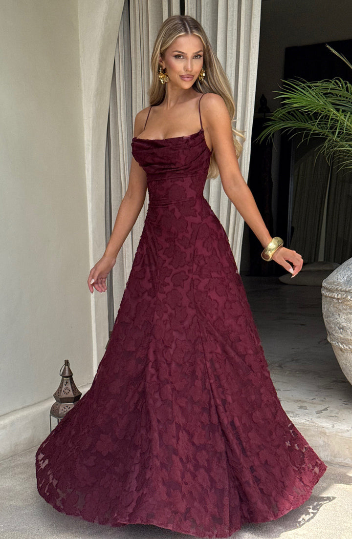Genevieve | Women's Floral Lace Wedding Guest Dress with Full Skirt