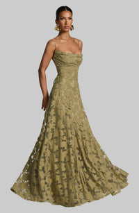 Genevieve | Women's Floral Lace Wedding Guest Dress with Full Skirt