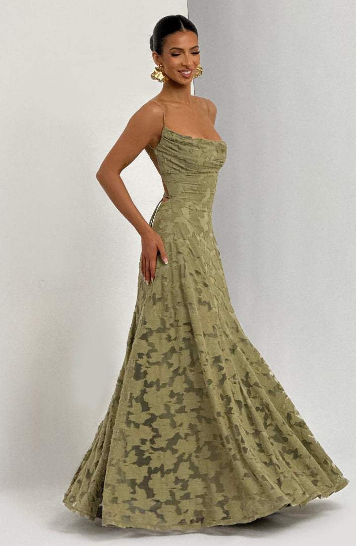 Genevieve | Women's Floral Lace Wedding Guest Dress with Full Skirt