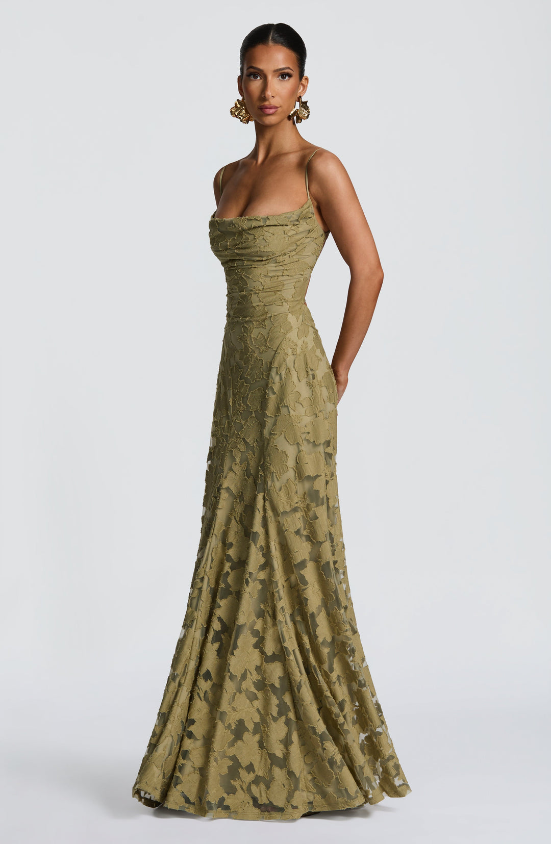 Genevieve | Women's Floral Lace Wedding Guest Dress with Full Skirt