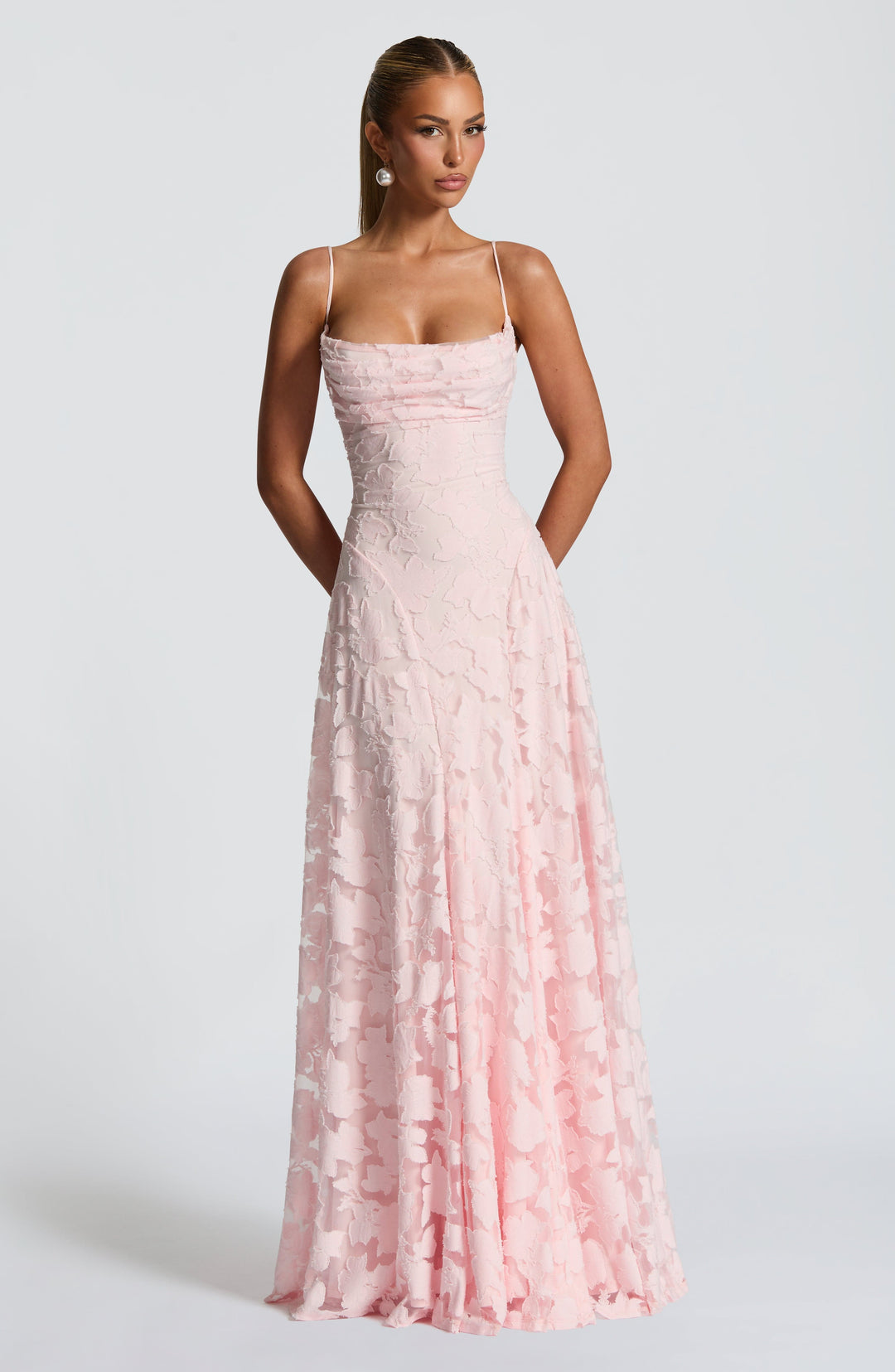 Genevieve | Women's Floral Lace Wedding Guest Dress with Full Skirt