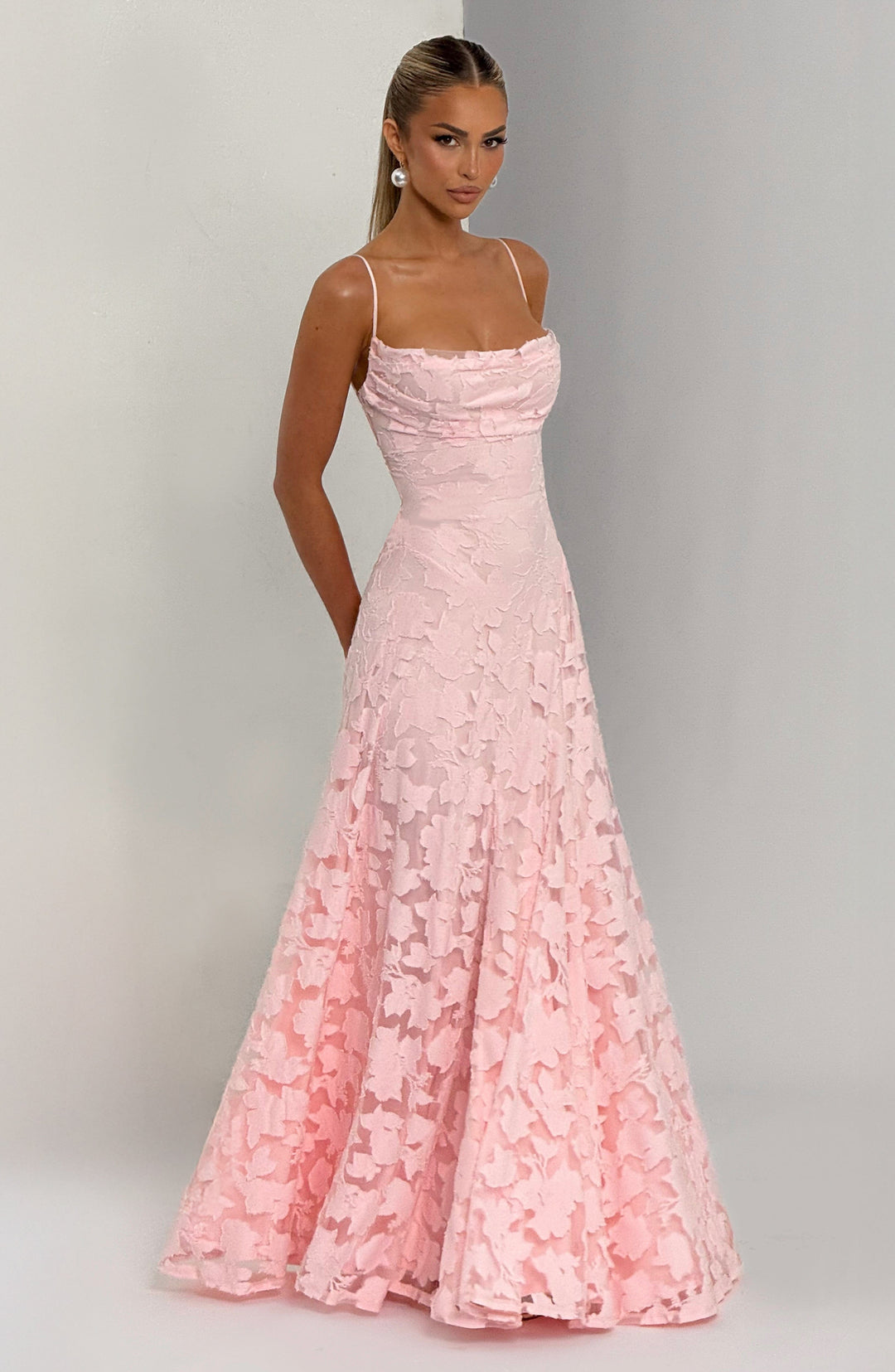 Genevieve | Women's Floral Lace Wedding Guest Dress with Full Skirt