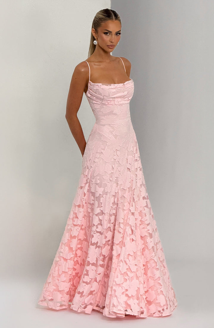 Genevieve | Women's Floral Lace Wedding Guest Dress with Full Skirt