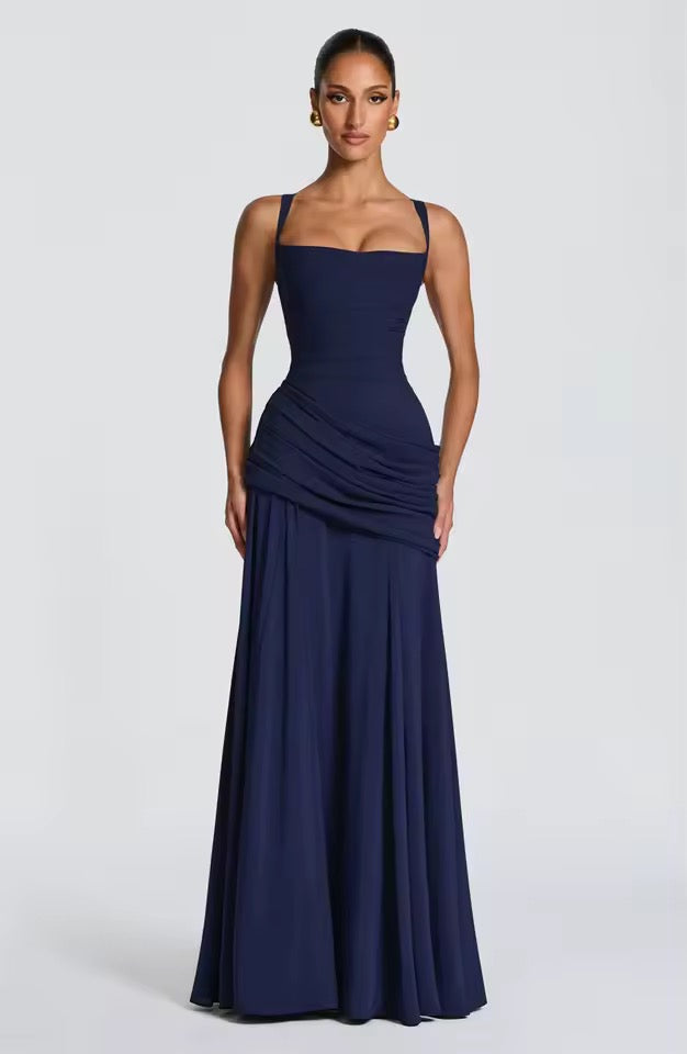 Isabella | Women's Square Neck Wedding Guest Dress with Ruched Detail