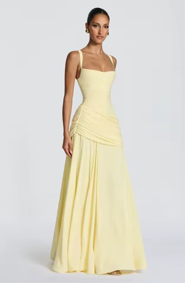 Isabella | Women's Square Neck Wedding Guest Dress with Ruched Detail