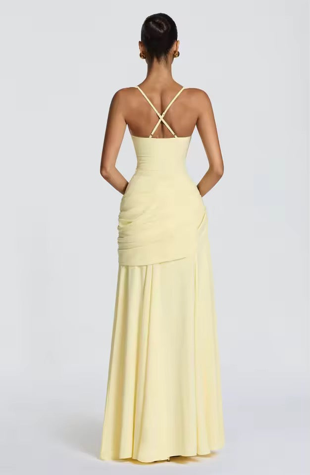 Isabella | Women's Square Neck Wedding Guest Dress with Ruched Detail