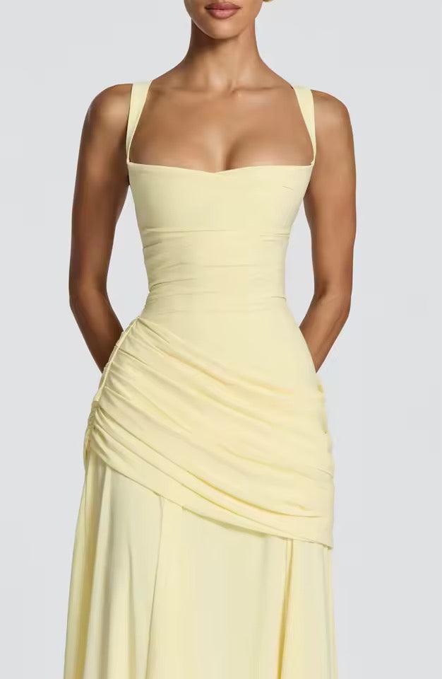 Isabella | Women's Square Neck Wedding Guest Dress with Ruched Detail