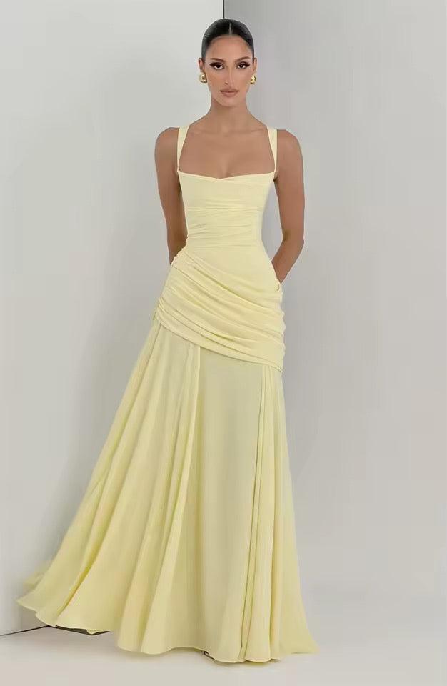 Isabella | Women's Square Neck Wedding Guest Dress with Ruched Detail