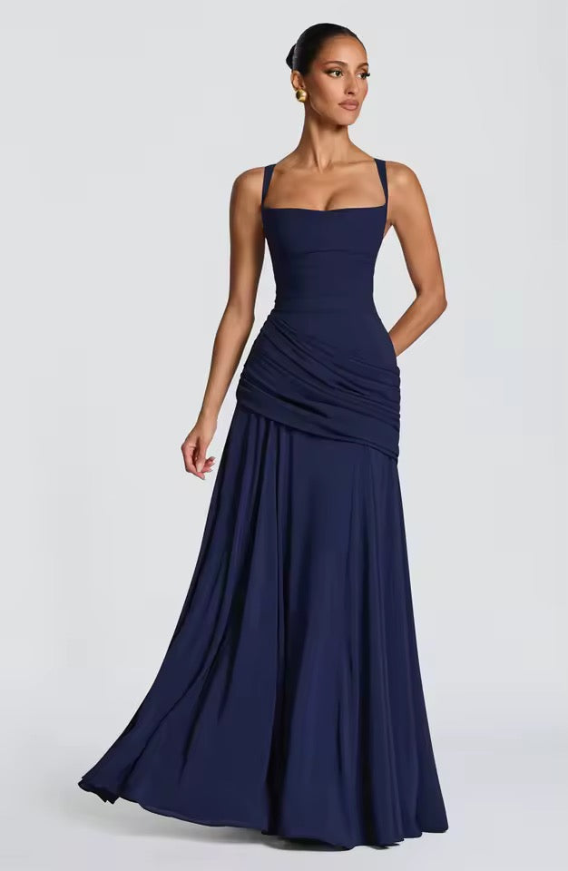 Isabella | Women's Square Neck Wedding Guest Dress with Ruched Detail