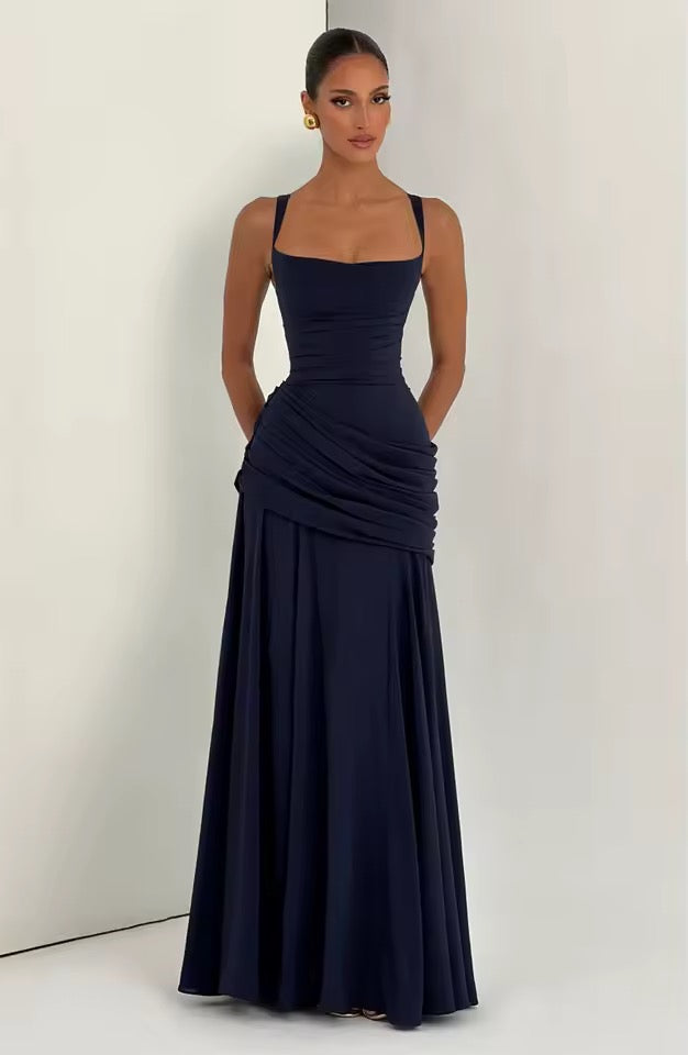 Isabella | Women's Square Neck Wedding Guest Dress with Ruched Detail