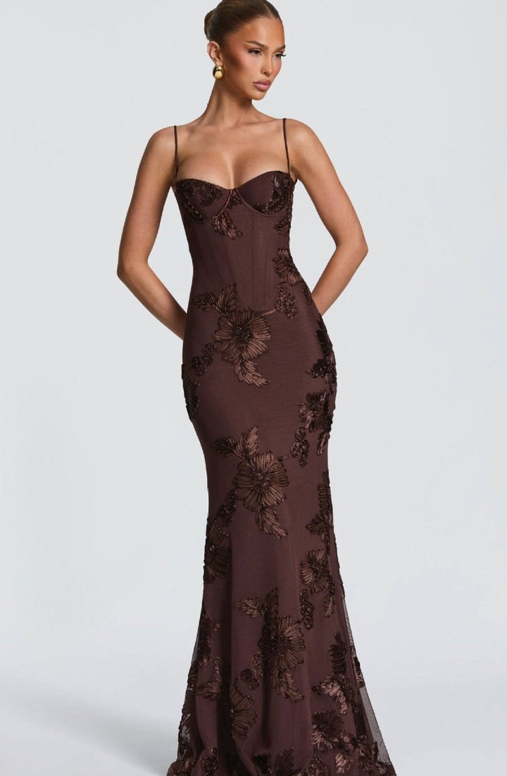 Odessa | Women's Floral Applique Wedding Guest Dress Bustier