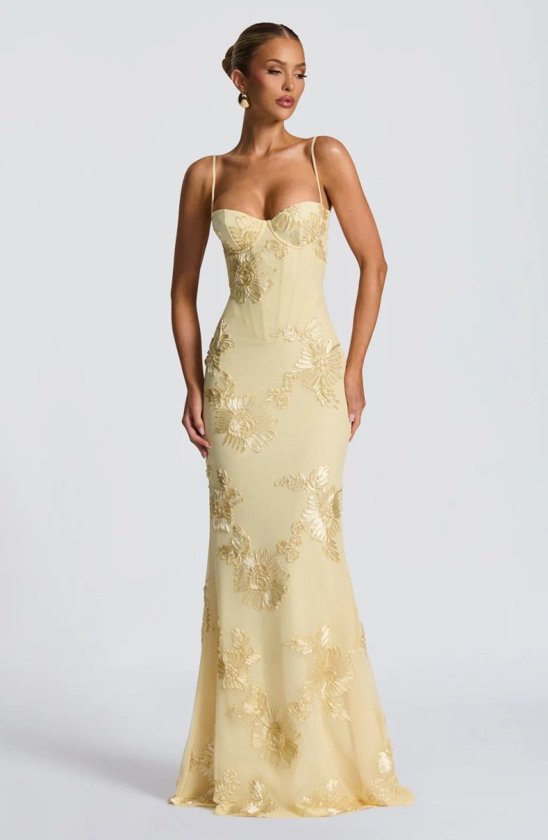 Odessa | Women's Floral Applique Wedding Guest Dress Bustier