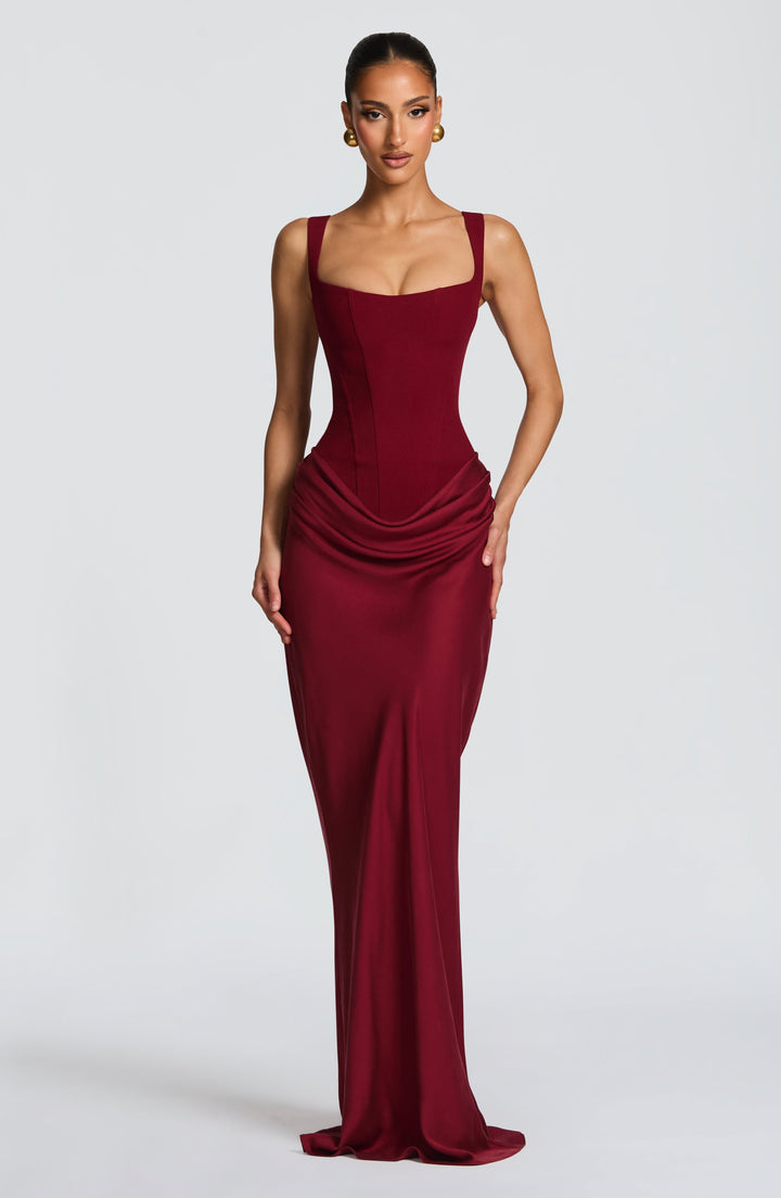 Valentina | Women's Square Neck Wedding Guest Dress with Cowl Drape