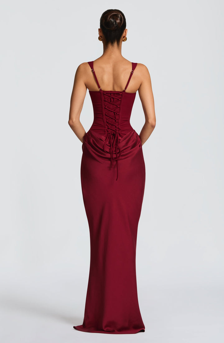 Valentina | Women's Square Neck Wedding Guest Dress with Cowl Drape