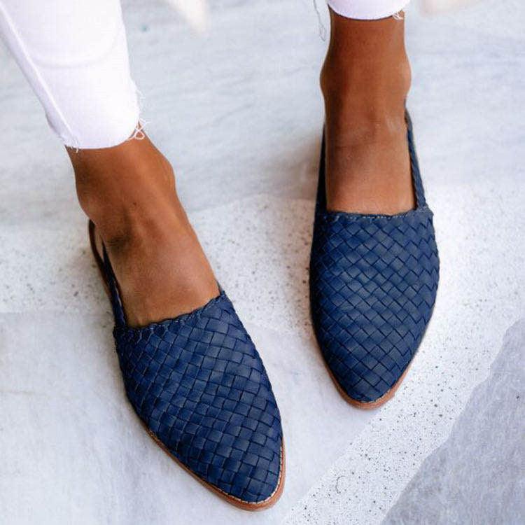 Tuscany | Woven Leather Slingback Orthopedic Flats with Pointed Toe