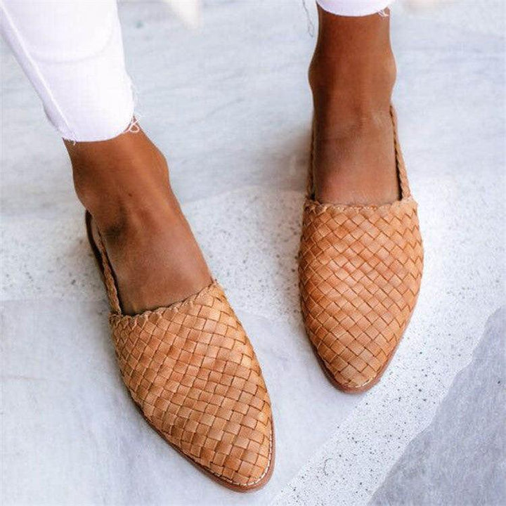 Tuscany | Woven Leather Slingback Orthopedic Flats with Pointed Toe