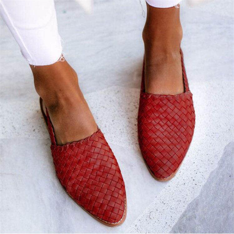 Tuscany | Woven Leather Slingback Orthopedic Flats with Pointed Toe
