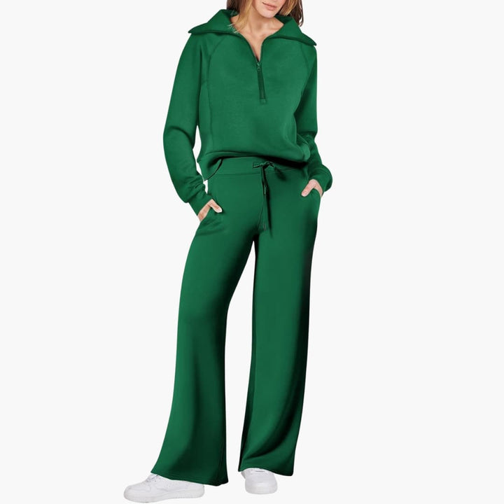 Marlowe | Women's Half-Zip Tracksuit – Wide Leg Lounge Set