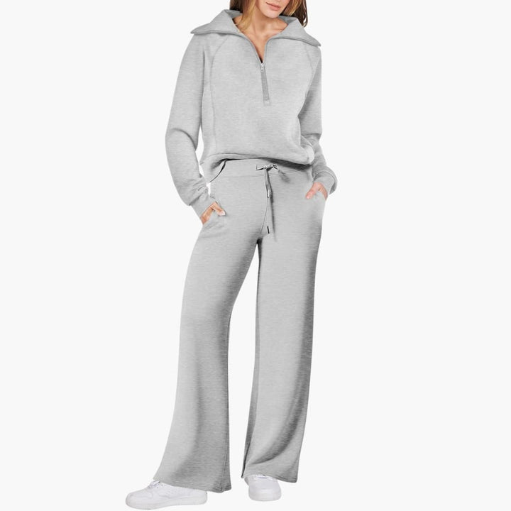 Marlowe | Women's Half-Zip Tracksuit – Wide Leg Lounge Set