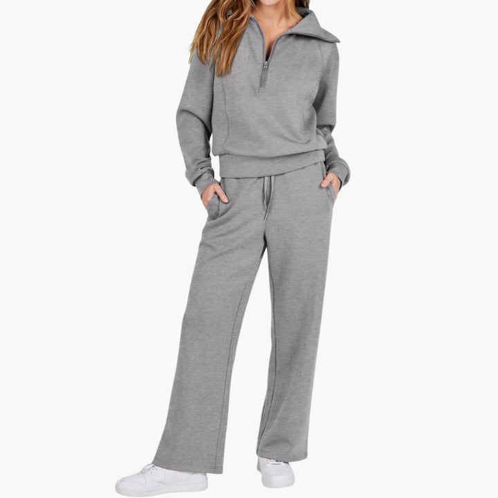 Marlowe | Women's Half-Zip Tracksuit – Wide Leg Lounge Set