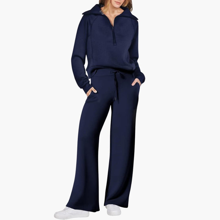 Marlowe | Women's Half-Zip Tracksuit – Wide Leg Lounge Set
