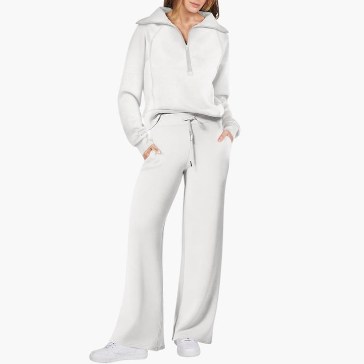 Marlowe | Women's Half-Zip Tracksuit – Wide Leg Lounge Set