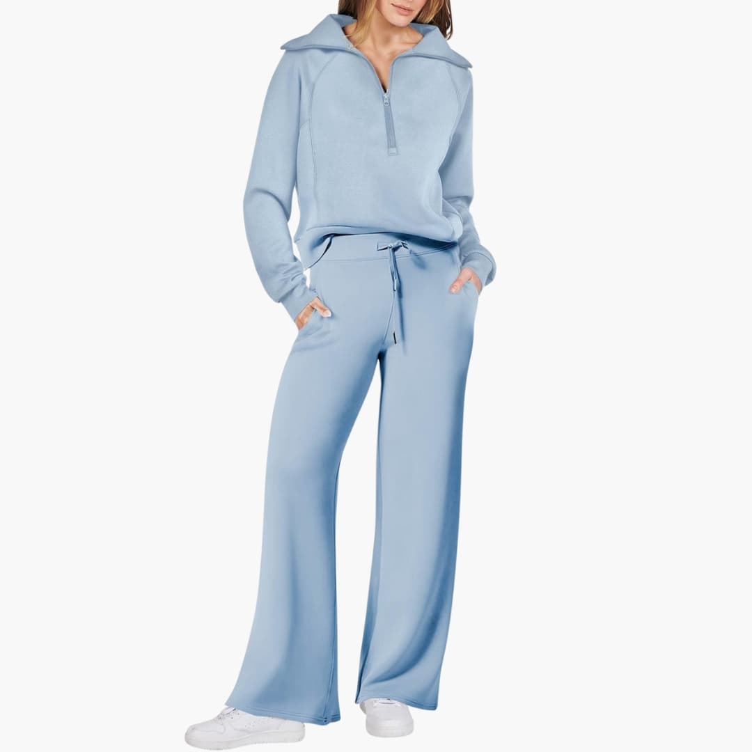 Marlowe | Women's Half-Zip Tracksuit – Wide Leg Lounge Set