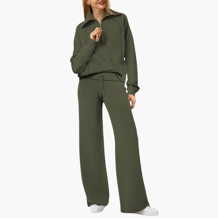 Marlowe | Women's Half-Zip Tracksuit – Wide Leg Lounge Set