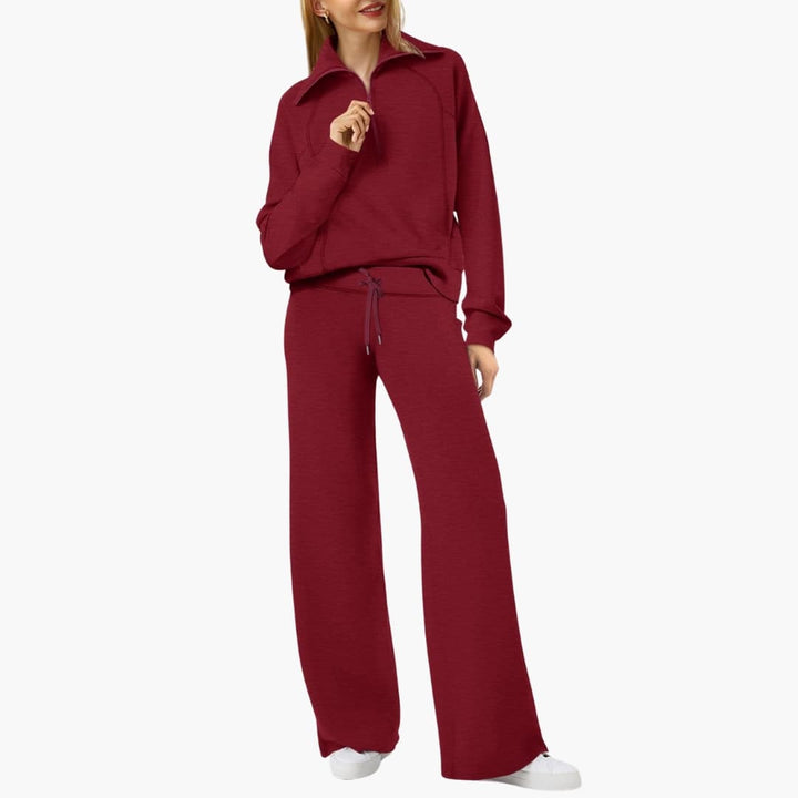 Marlowe | Women's Half-Zip Tracksuit – Wide Leg Lounge Set