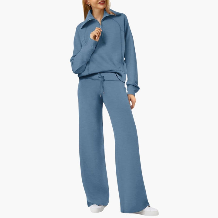 Marlowe | Women's Half-Zip Tracksuit – Wide Leg Lounge Set