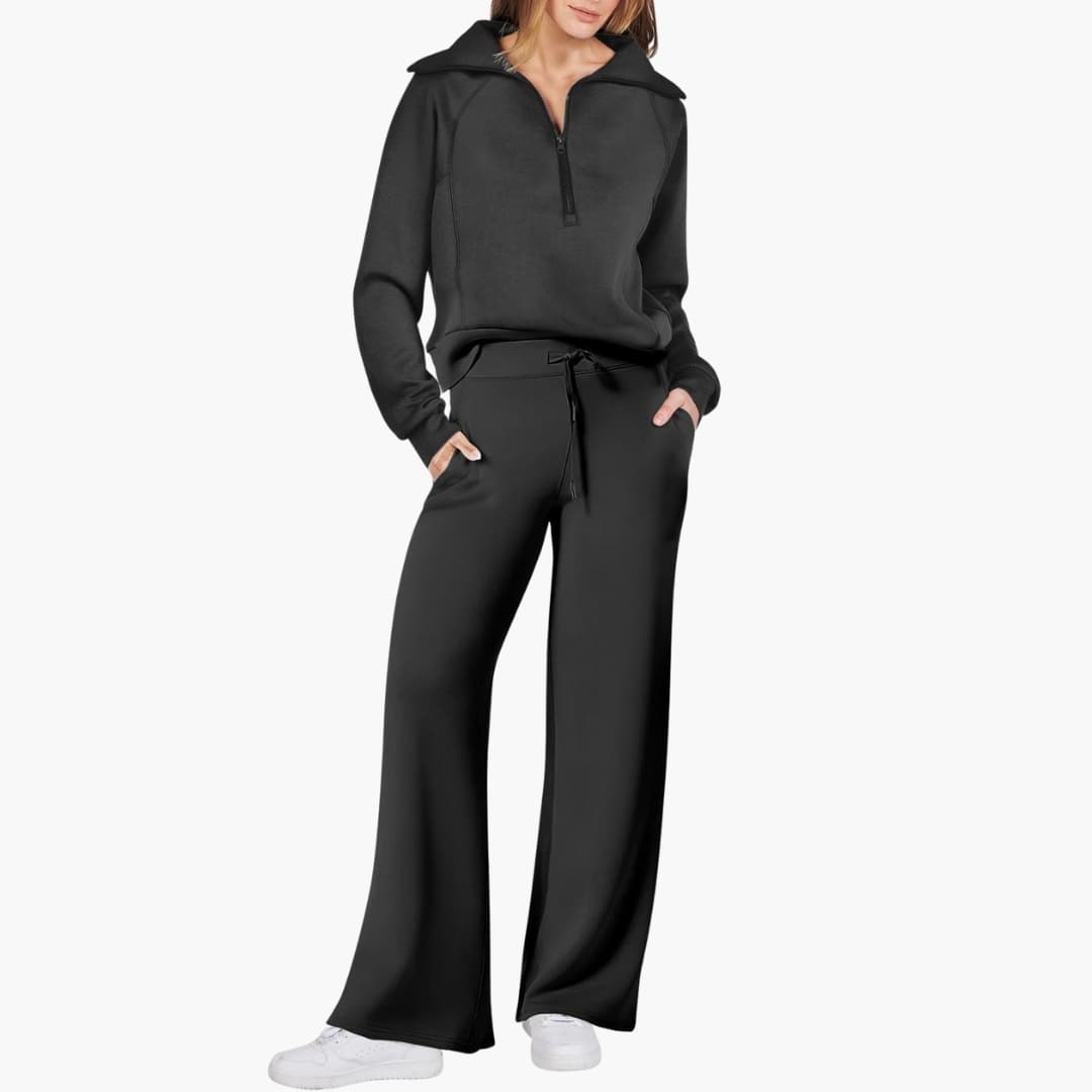 Marlowe | Women's Half-Zip Tracksuit – Wide Leg Lounge Set