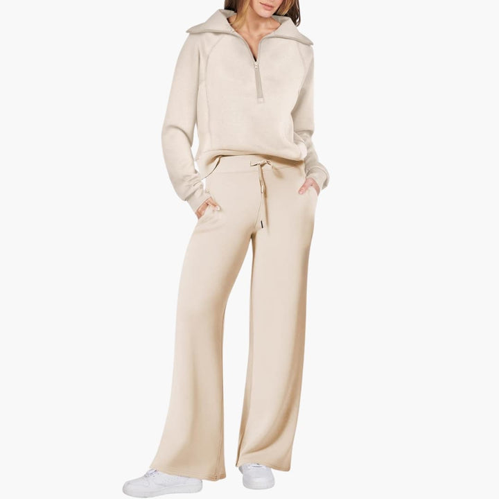 Marlowe | Women's Half-Zip Tracksuit – Wide Leg Lounge Set