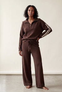 Anouska | Women's Half-Zip Tracksuit – Ribbed Stripe Loungewear Set