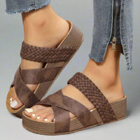 Paloma | Woven Cross-Strap Sandals with Platform Wedge Sole
