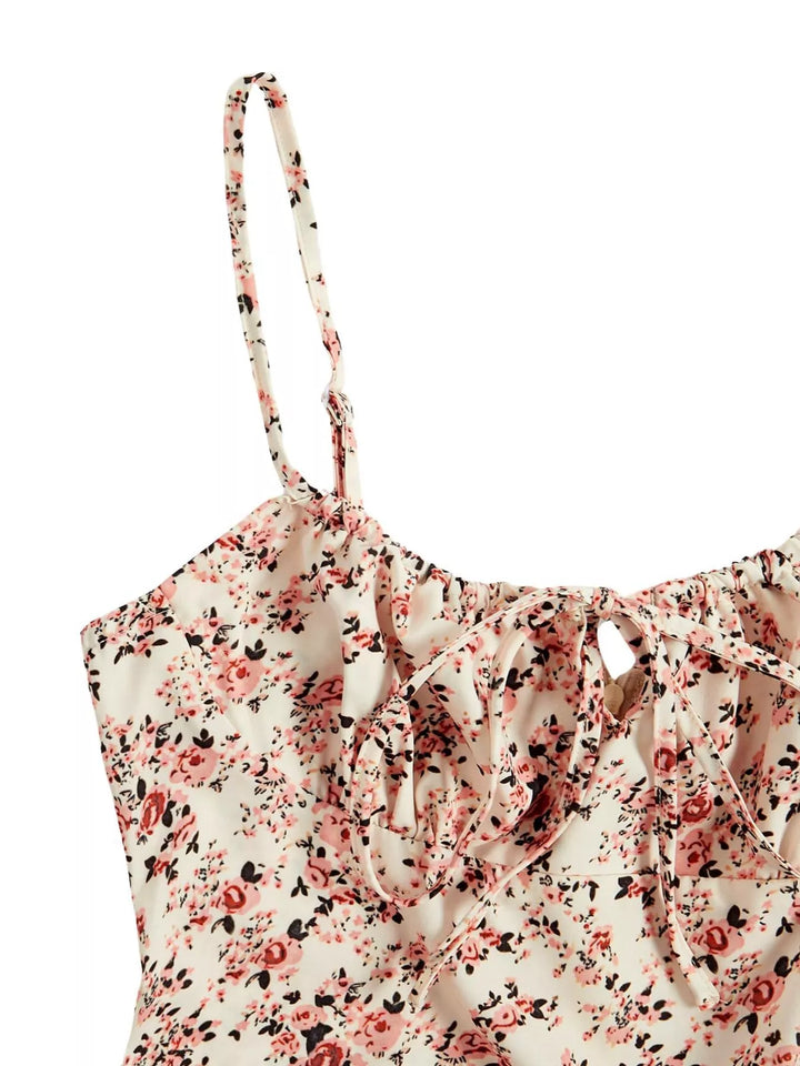 Odette | Women's Tie Strap Square Neck Floral Mini Dress