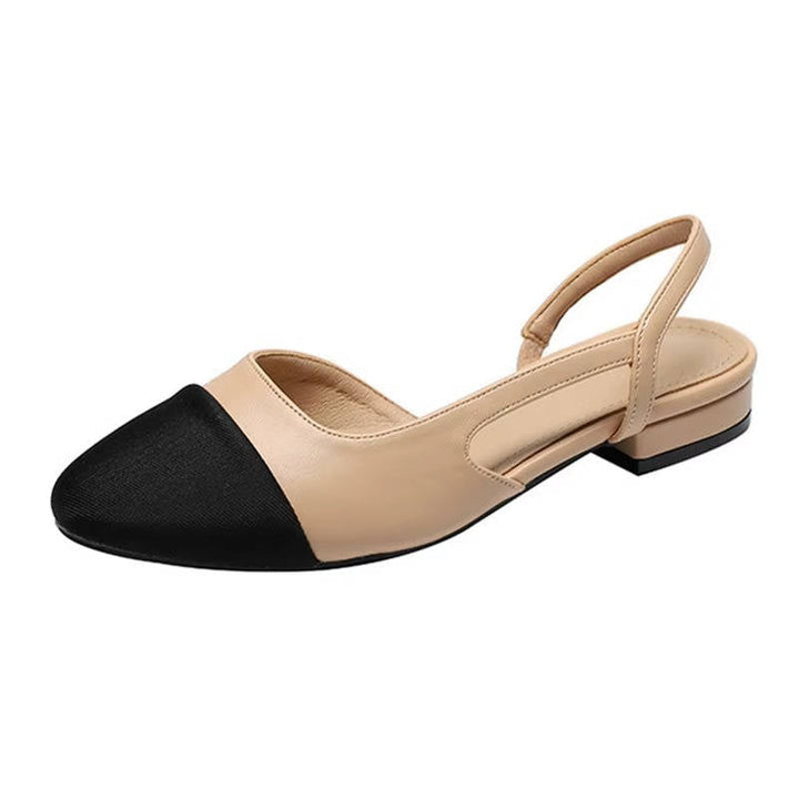 Colette | Two-Tone Cap Toe Slingback Orthopedic Flats with Block Heel
