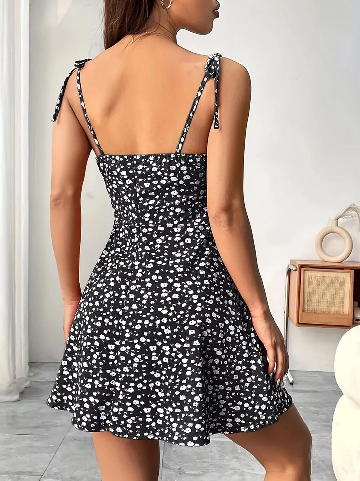 Odette | Women's Tie Strap Square Neck Floral Mini Dress