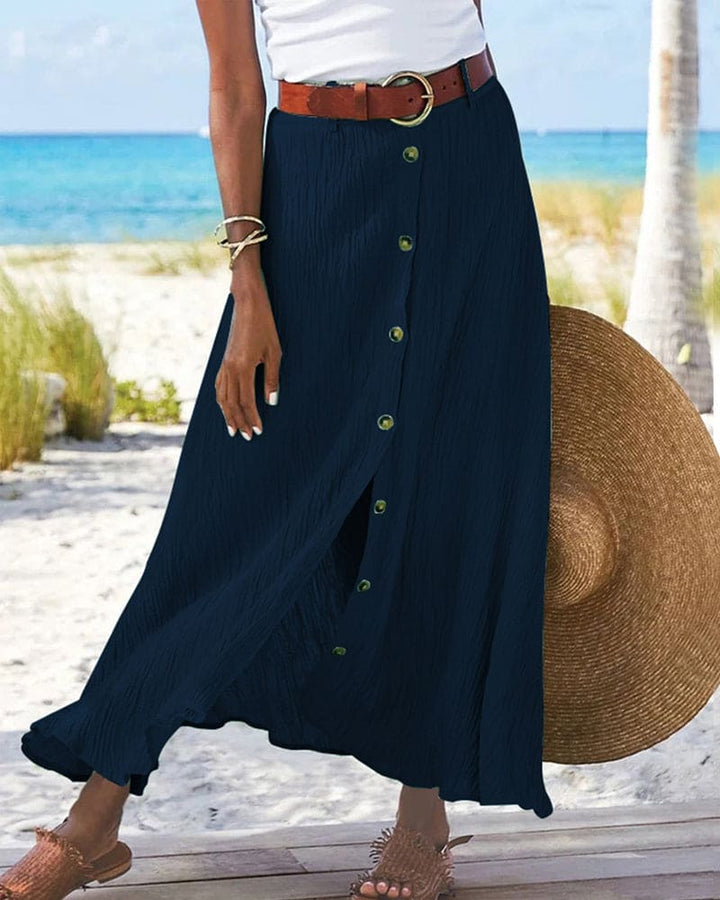 Bianca | Women's Button Front Ribbed Maxi Skirt