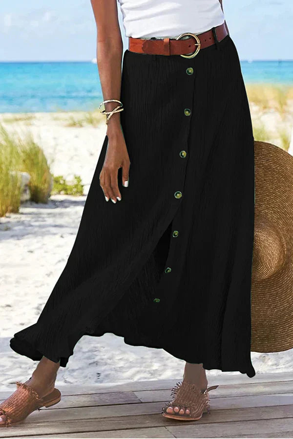 Bianca | Women's Button Front Ribbed Maxi Skirt