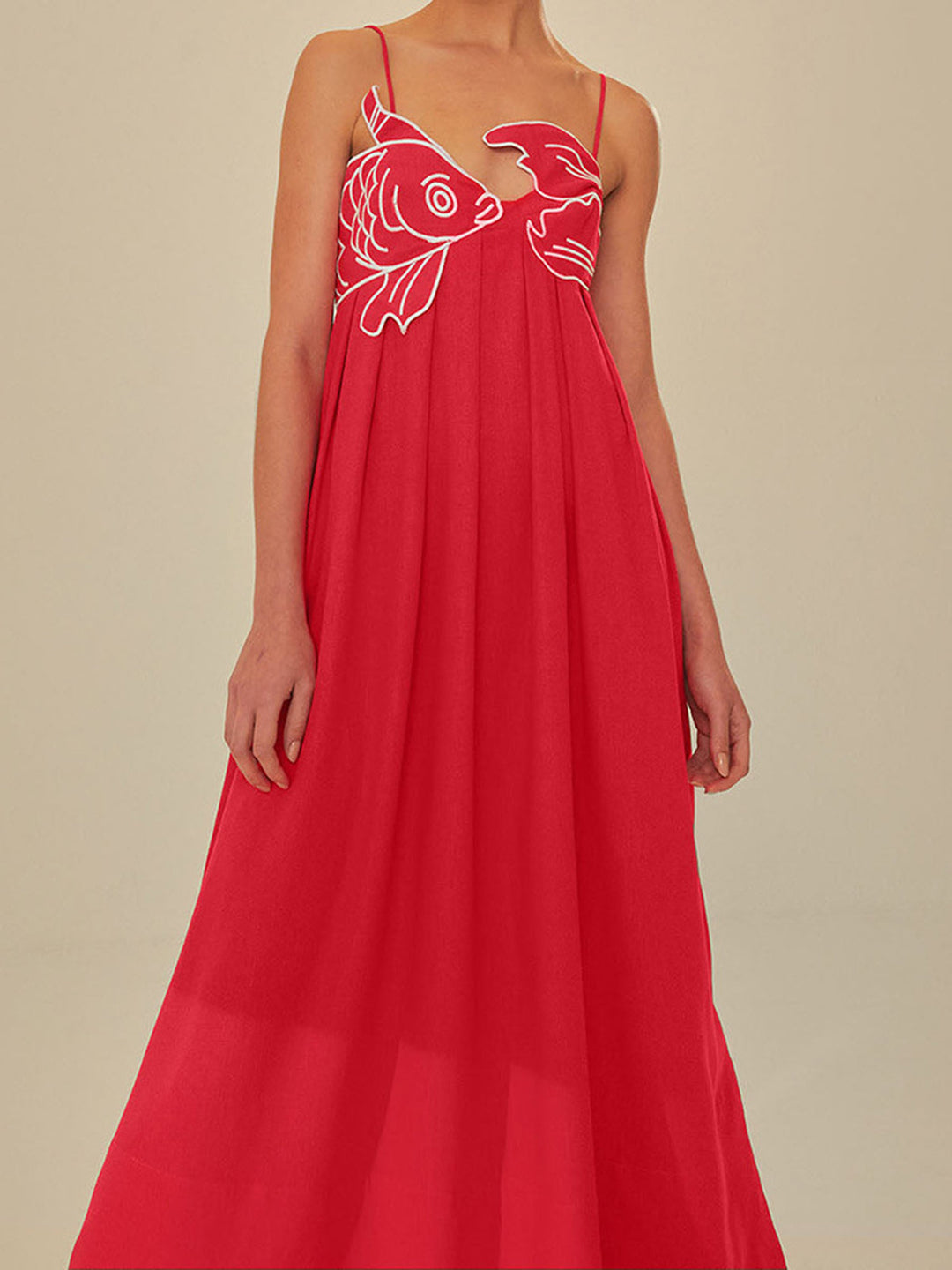 Nerissa | Fish Embroidery Cut Out Spaghetti Strap Cocktail Dress