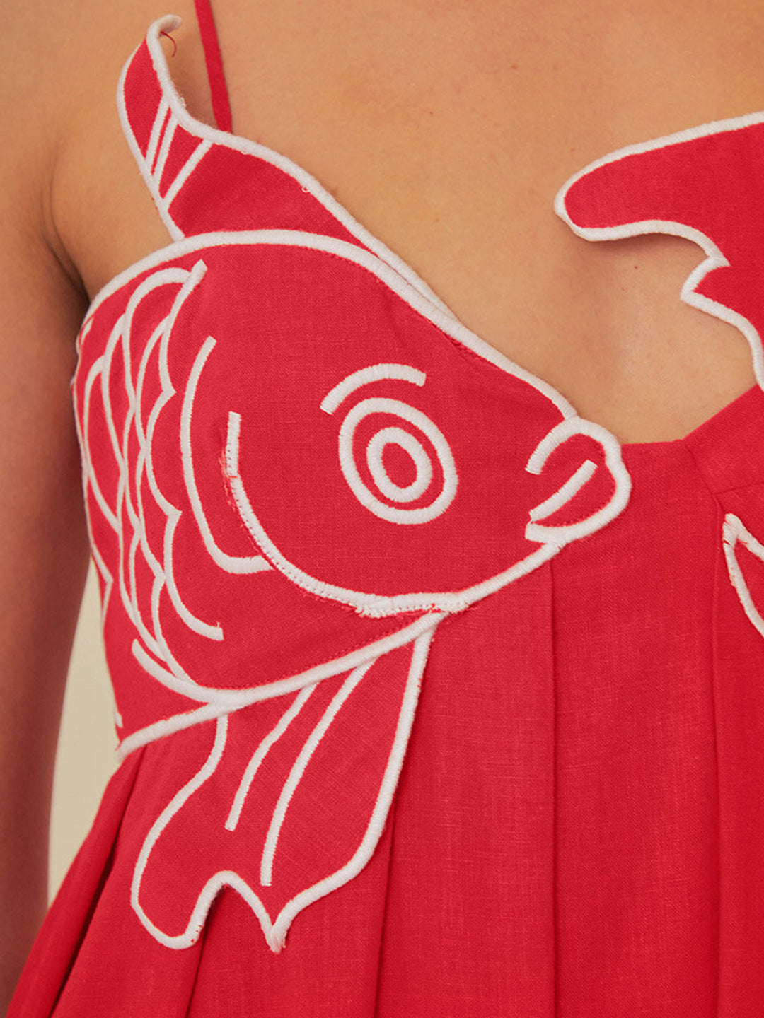 Nerissa | Fish Embroidery Cut Out Spaghetti Strap Cocktail Dress